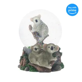 Climbing Koala Family 100MM Musical Snow Globe Plays Tune Born Free