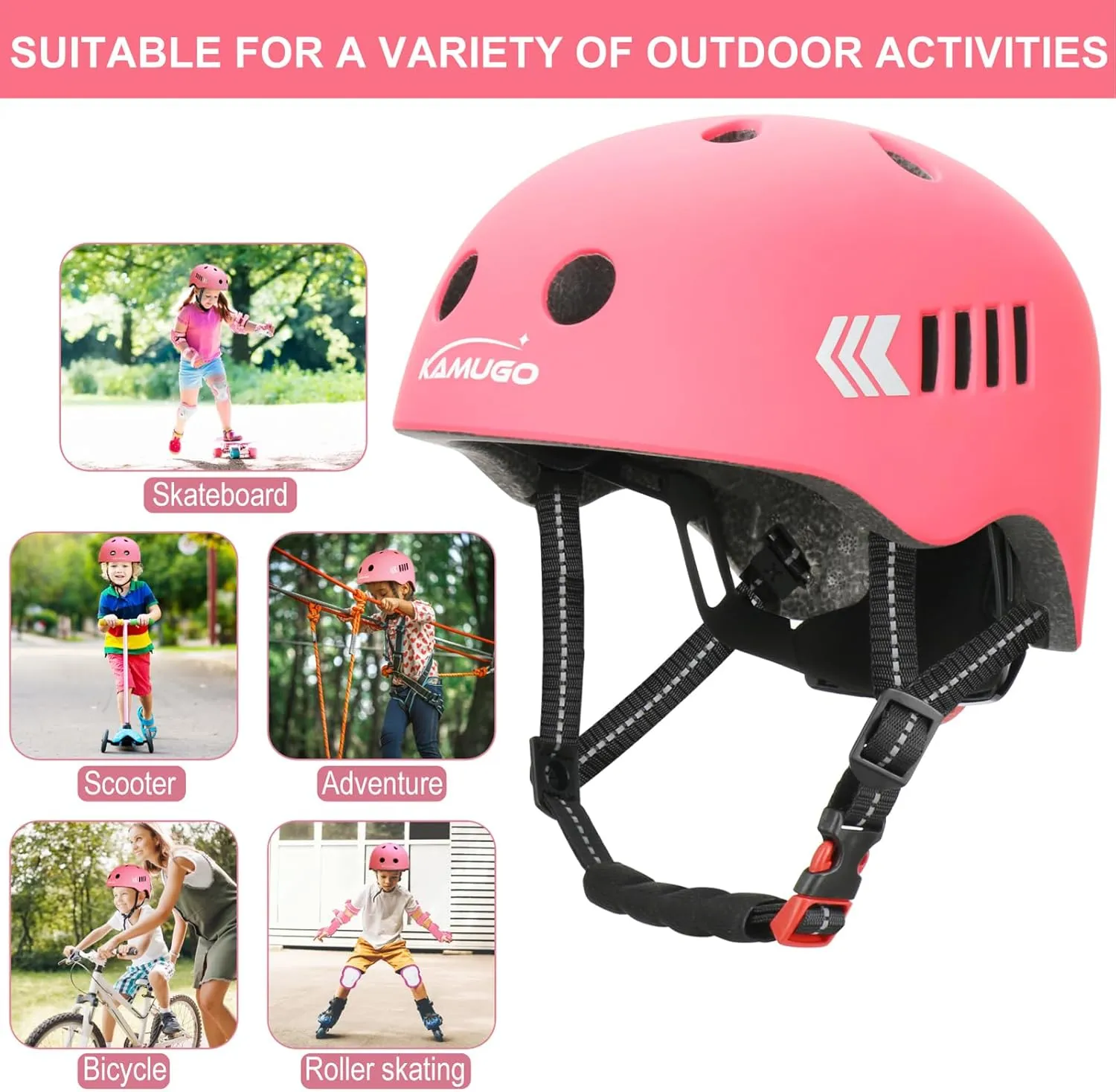 KAMUGO Toddler Helmet Kids Bike Helmet for Girls Boys Ages 2-8 Years,Toddler Bicycle Helmet Suitable for Skateboard Scooter Roller Skating Inline Roller Skating