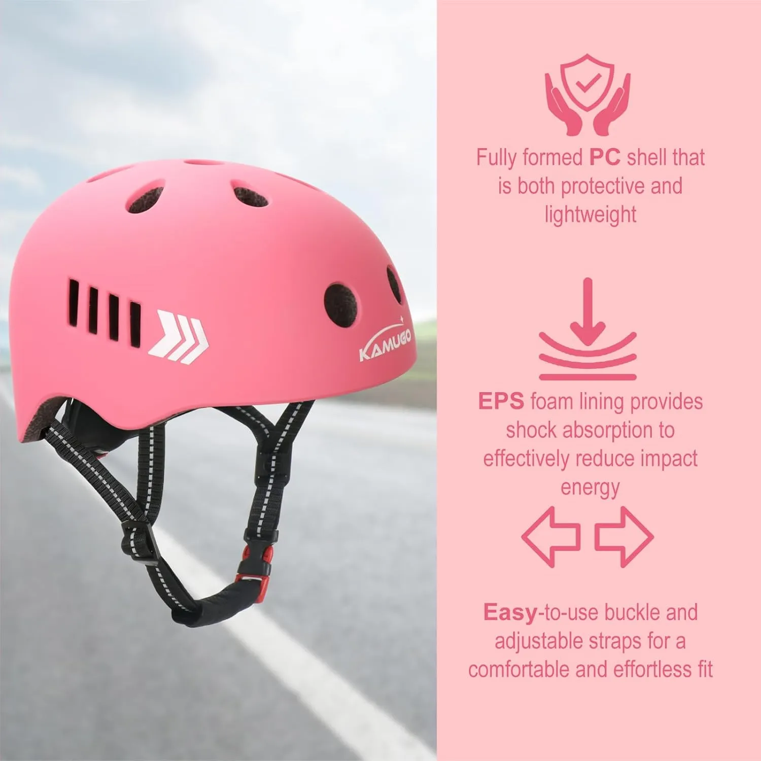 KAMUGO Toddler Helmet Kids Bike Helmet for Girls Boys Ages 2-8 Years,Toddler Bicycle Helmet Suitable for Skateboard Scooter Roller Skating Inline Roller Skating