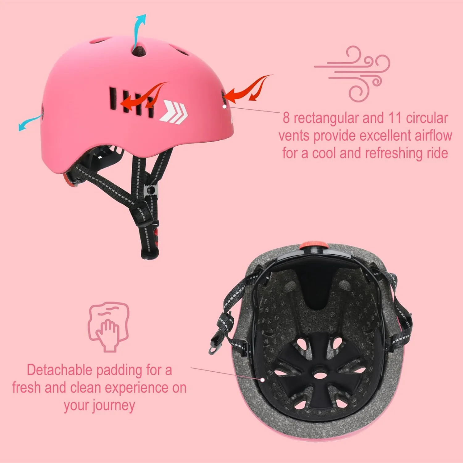 KAMUGO Toddler Helmet Kids Bike Helmet for Girls Boys Ages 2-8 Years,Toddler Bicycle Helmet Suitable for Skateboard Scooter Roller Skating Inline Roller Skating