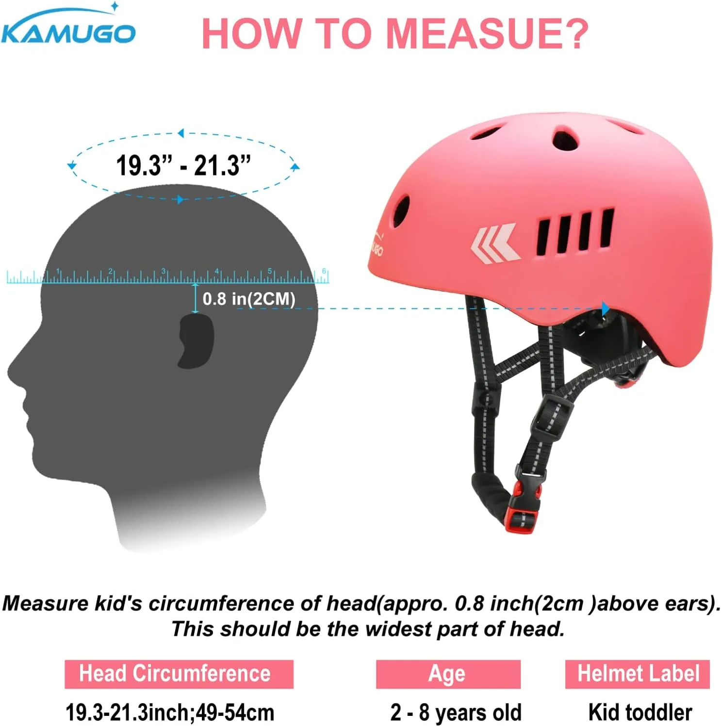 KAMUGO Toddler Helmet Kids Bike Helmet for Girls Boys Ages 2-8 Years,Toddler Bicycle Helmet Suitable for Skateboard Scooter Roller Skating Inline Roller Skating