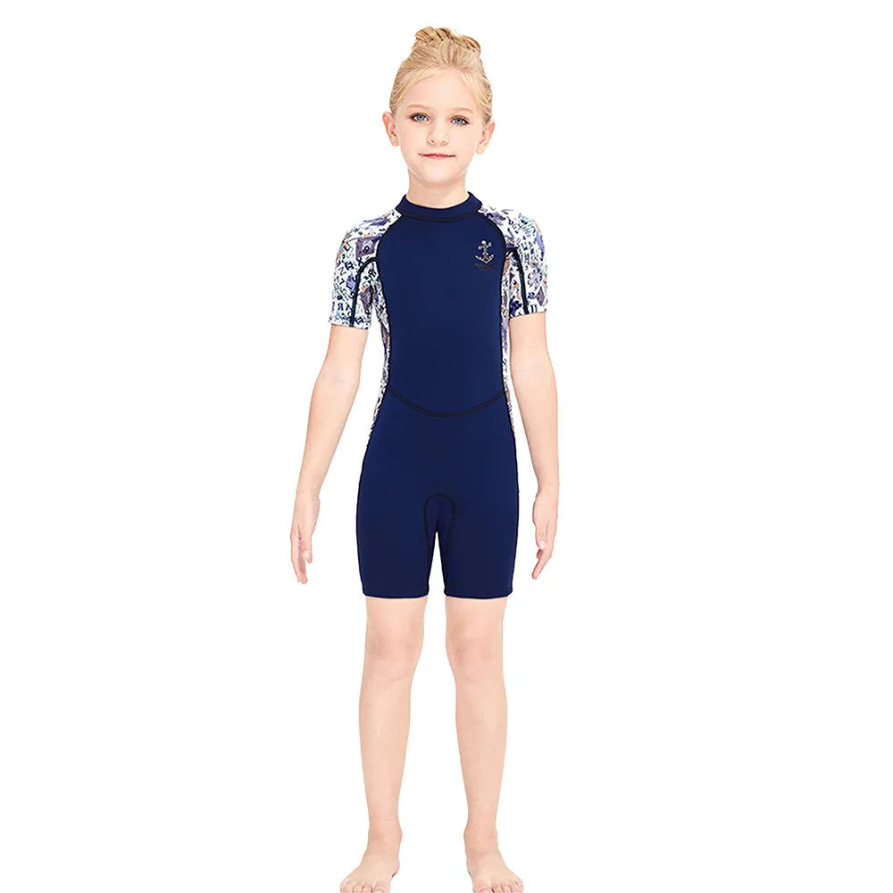 Little Surprise Box 2.5mm Neoprene Navy Anchor Print Swimwear for Kids with UP50