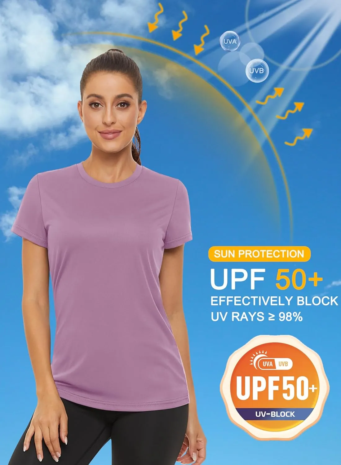 MAGCOMSEN Women's Short Sleeve T-Shirts UPF 50  Sun Protection Quick Dry Athletic Running Workout Rash Guard Tops