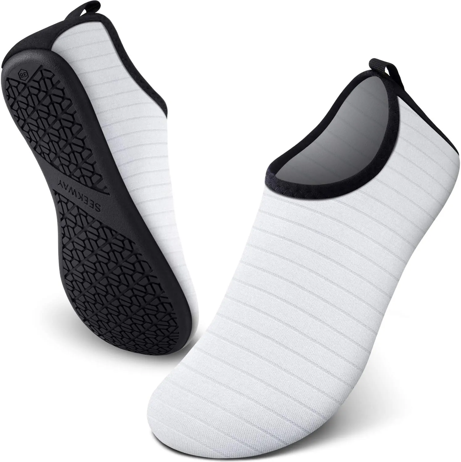 SEEKWAY Water Shoes Women Men Adult Quick-Dry Aqua Socks Barefoot Non Slip for Beach Swim River Pool Lake surf Black SK002(U)