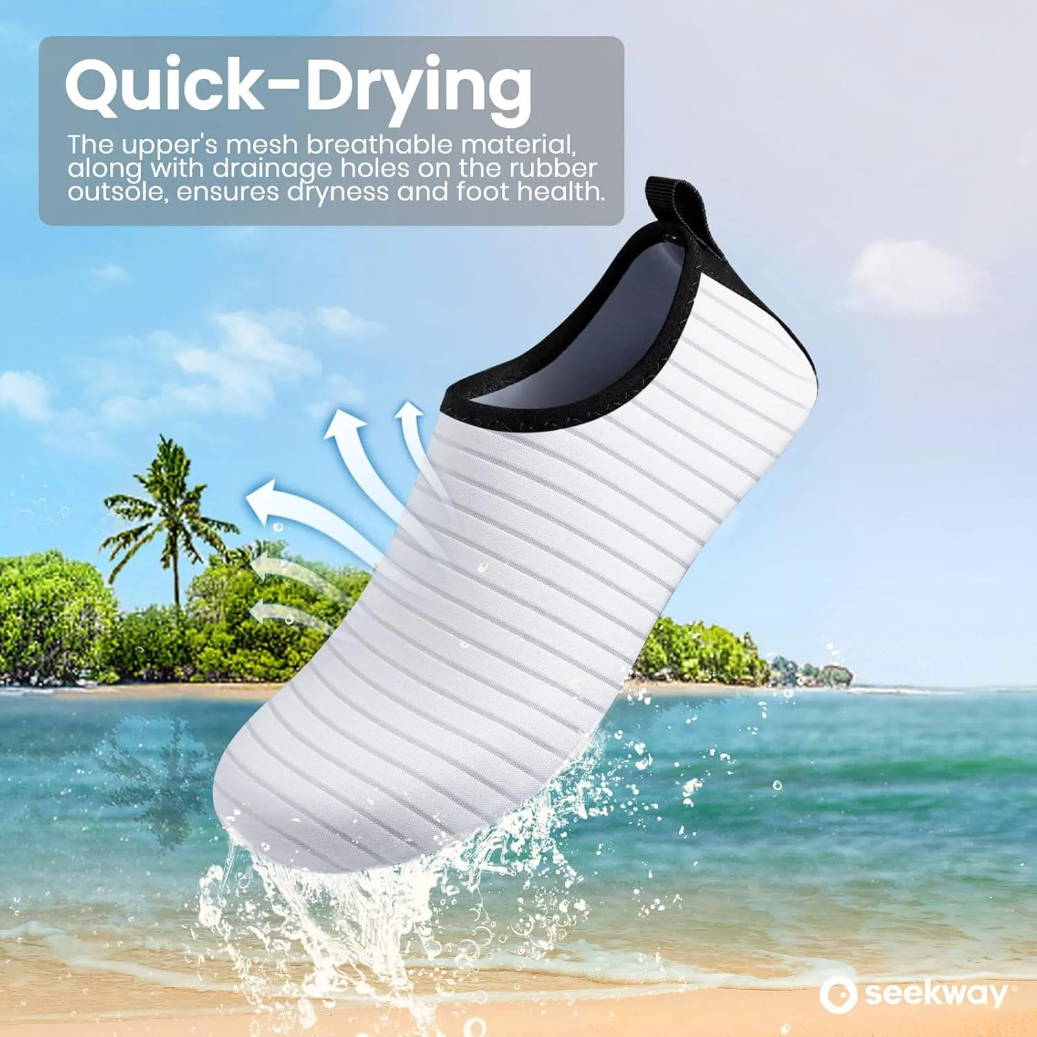 SEEKWAY Water Shoes Women Men Adult Quick-Dry Aqua Socks Barefoot Non Slip for Beach Swim River Pool Lake surf Black SK002(U)