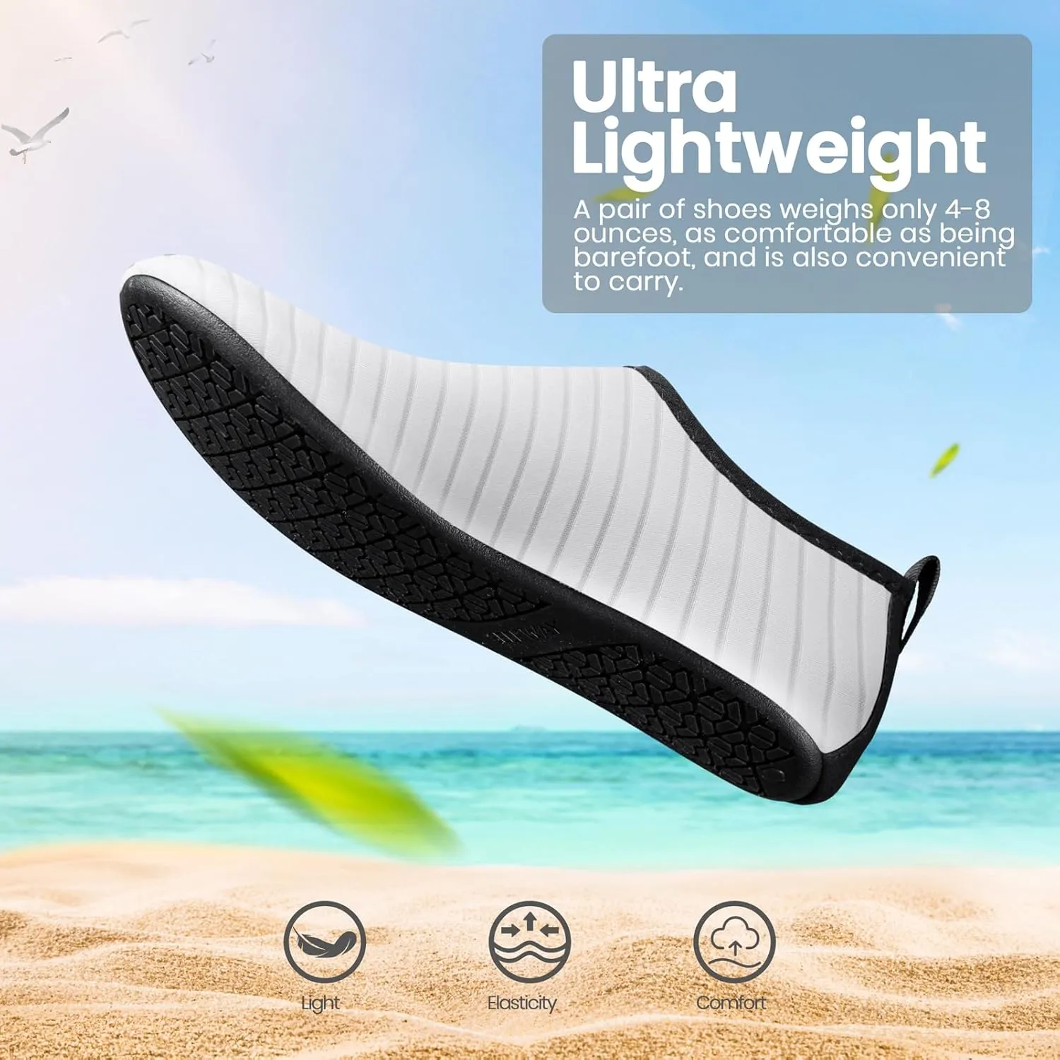 SEEKWAY Water Shoes Women Men Adult Quick-Dry Aqua Socks Barefoot Non Slip for Beach Swim River Pool Lake surf Black SK002(U)