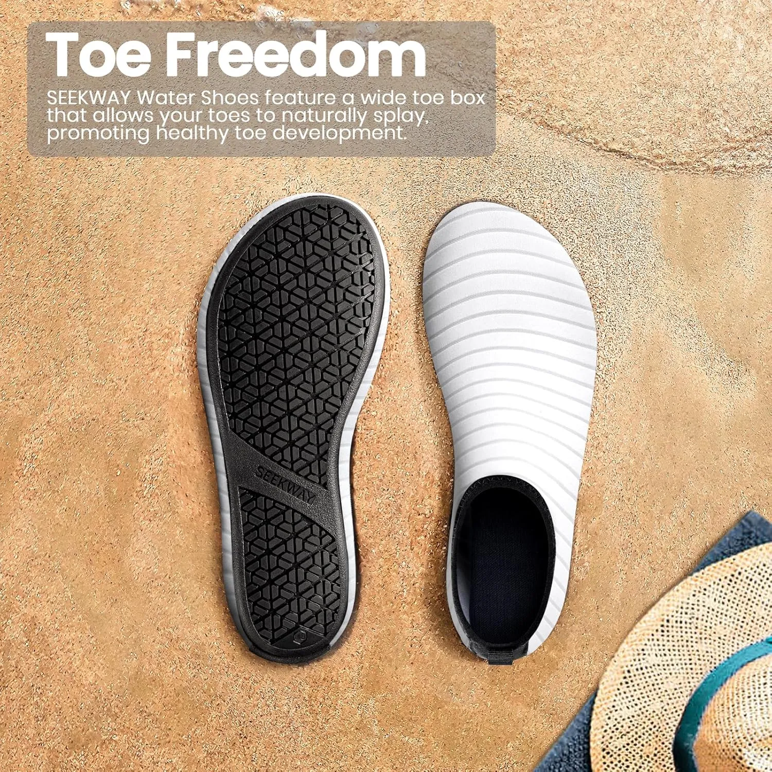 SEEKWAY Water Shoes Women Men Adult Quick-Dry Aqua Socks Barefoot Non Slip for Beach Swim River Pool Lake surf Black SK002(U)