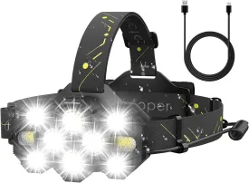 Victoper Headlamp Rechargeable, High Lumen Bright 10 LEDs Head Lamp, 8 2 Modes Head Light with Red Light for Adult, Waterproof Head Flashlight for Outdoor Running, Hunting, Camping, Hiking